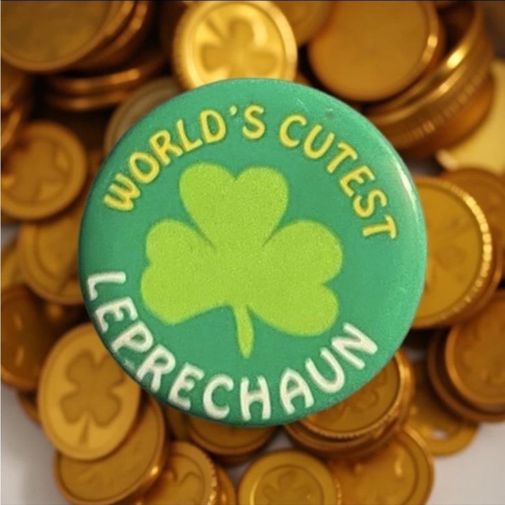 Green World's Cutest Leprechaun Button • St. Patrick’s Day • Clovers • Spring